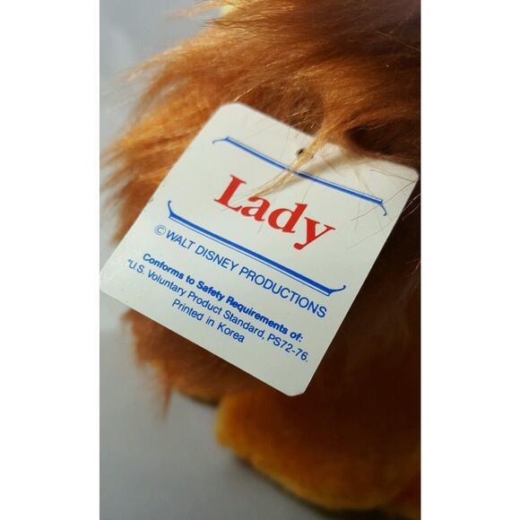 Lady and the Tramp Walt Disney Stuffed Lady Plush With Vintage Tags Toy Dog - Picture 4 of 4